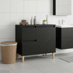 vidaXL Cabinet de salle de bain avec tiroir Chêne noir 65 x 33 x 60 cm