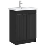 vidaXL Armoire sous évier de salle de bain Noir 56 x 37 5 x 81 cm