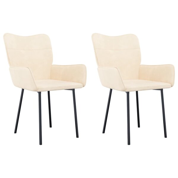 vidaXL Chaises à manger lot de 2 Crème Velours