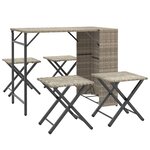 vidaXL Ensemble à manger de jardin 5 Pièces pliable gris clair poly rotin