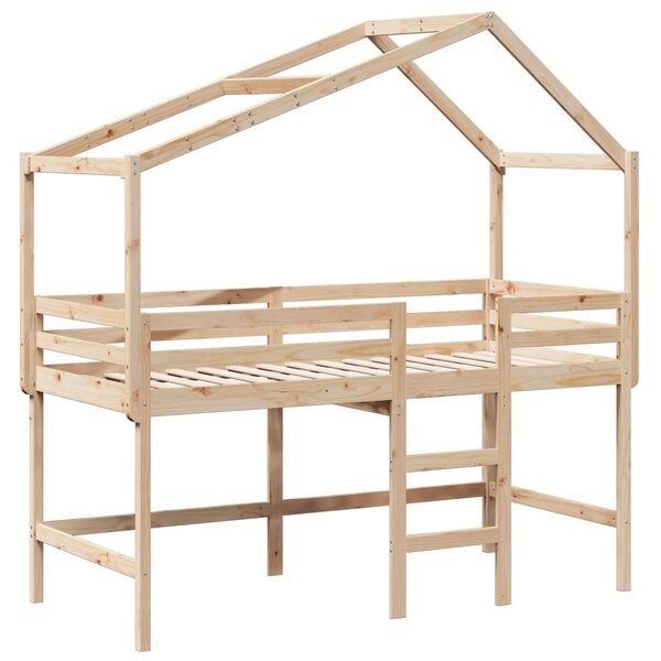 vidaXL Lit superposé et échelle et toit 90x200 cm bois de pin massif