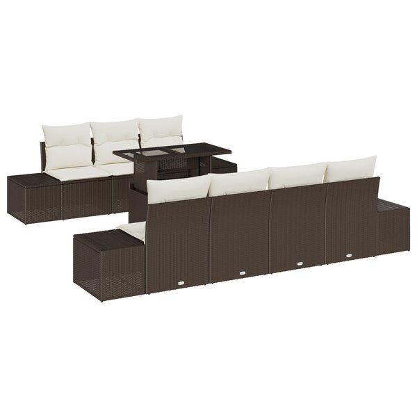 vidaXL Canapés de jardin 8 pièces avec coussins marron en rotin synthétique