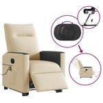 vidaXL Fauteuil inclinable de massage électrique Crème Tissu
