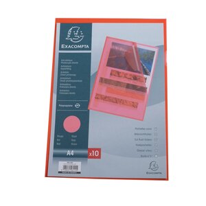 Sachet 10 Pochettes Coin Polypropylène Grainé 12/100e - A4 - Rouge - X 10 - Exacompta