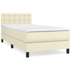 vidaXL Lit à sommier tapissier avec matelas Crème 90x190 cm Similicuir
