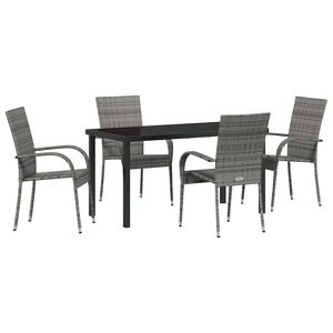 vidaXL Ensemble de salle à manger pour jardin 5 Pièces Gris