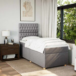 vidaXL Sommier à lattes de lit avec matelas Taupe 100x200 cm Tissu