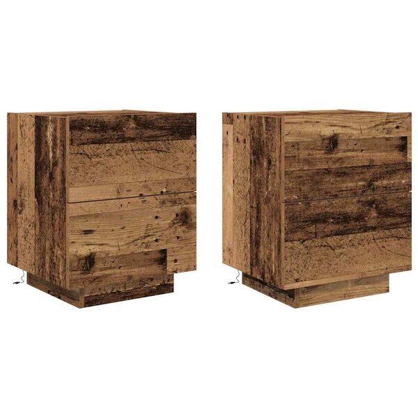 vidaXL Cabinet de chevet avec tiroir 2 Pièces Bois Ancien 45 x 40 x 55 cm