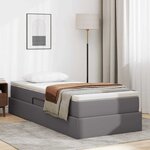 vidaXL Lit avec rangement et matelas Gris 90 x 200 cm Simili cuir