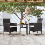 vidaXL Mobilier à dîner de jardin 3 Pièces Résine tressée Noir