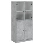 vidaXL Buffet haut avec portes gris béton 68x37x142 cm bois ingénierie