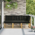 vidaXL Canapé d’extérieur milieu et coin avec coussin 3 Pièce Blanc