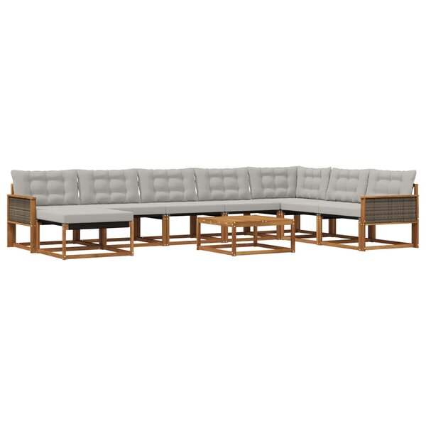 vidaXL Ensemble de canapés d'extérieur 9 Pièces Naturel et gris clair