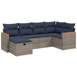 vidaXL Salon de jardin 6 Pièces avec coussins gris résine tressée
