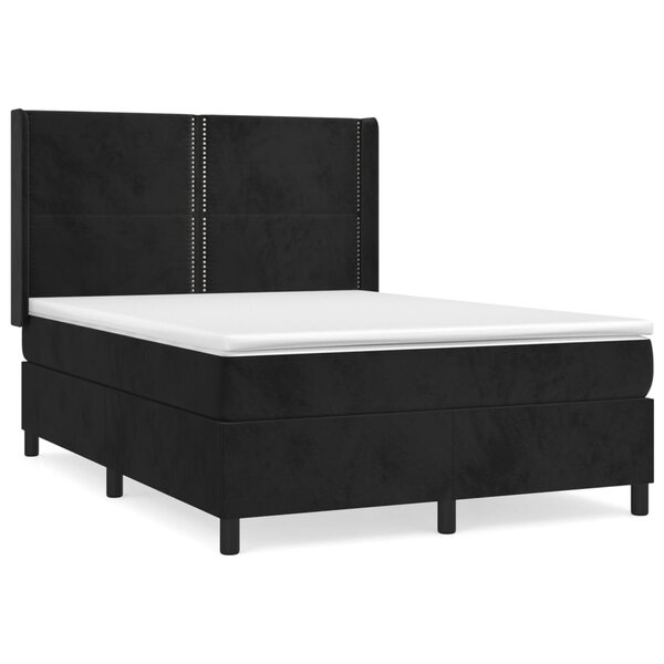 vidaXL Sommier à lattes de lit avec matelas Noir 140x190 cm Velours