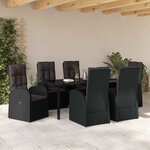 vidaXL Ensemble de salle à manger pour jardin 7 Pièces Noir polyrotin