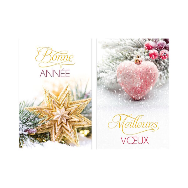 Carte De Voeux - Pochette  5 Cartes Bonne Année Et Meilleurs Voeux Etoile Coeur