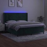 vidaXL Sommier à lattes de lit matelas et LED Vert foncé 180x200 cm