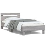 vidaXL Cadre de lit tête de lit et lumières LED sonoma gris 100x200 cm