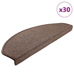vidaXL Tapis d'escalier 30 pièces 65 x 24 x 4 cm Marron café Demi-rond Grand
