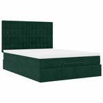 vidaXL Cadre de lit ottoman avec matelas vert foncé 140x190 cm velours