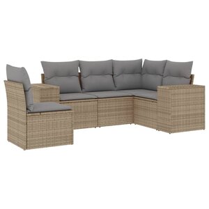 vidaXL Salon de jardin avec coussins 5 Pièces beige résine tressée