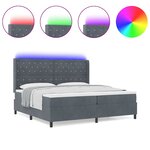 vidaXL Lit à Ressorts avec Matelas LED Gris foncé 200 x 200 cm Velours