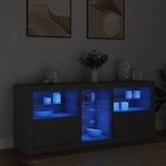 vidaXL Buffet avec lumières LED noir 162x37x67 cm