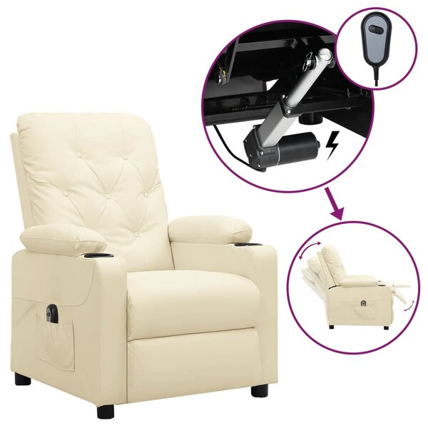 vidaXL Fauteuil inclinable électrique Crème Similicuir