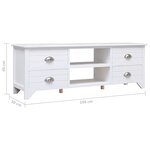 vidaXL Meuble TV Blanc 108x30x40 cm Bois de Paulownia solide