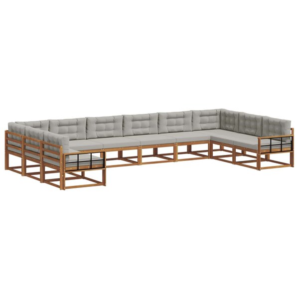 vidaXL Ensemble de canapés d'extérieur 10 pc Gris Naturel et Clair