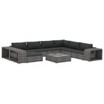 vidaXL Salon de jardin 10 Pièces avec coussins Résine tressée Gris