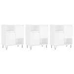 vidaXL Buffets 3 Pièces blanc brillant bois d'ingénierie