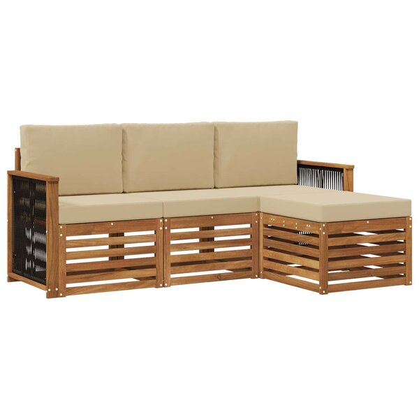 vidaXL Ensemble de canapés d'extérieur 4 Pièces Naturel et Beige