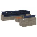 vidaXL Salon de jardin 9 Pièces avec coussins gris résine tressée
