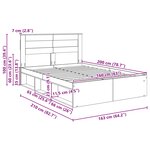 vidaXL Cadre de lit avec stockage Noir 160 x 200 cm Bois de pin massif