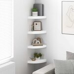 vidaXL Étagères d'angle flottantes 4 pièces Blanc brillant 25 x 25 x 3 8 cm MDF