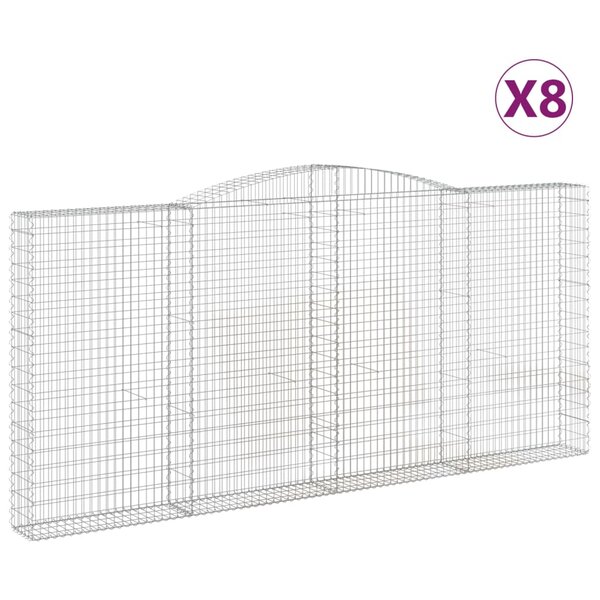 vidaXL Paniers à gabions arqués 8 Pièces 400x30x180/200 cm Fer galvanisé