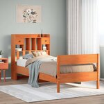 vidaXL Lit bibliothèque sans matelas cire marron 90x190 cm pin massif
