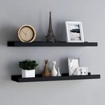 vidaXL Étagères à rebord pour cadre photo 2 Pièces Noir 80x9x3 cm MDF
