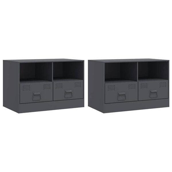 vidaXL Meubles TV 2 Pièces anthracite 67x39x44 cm acier