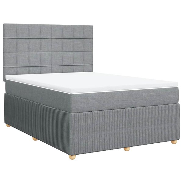 vidaXL Sommier à lattes de lit avec matelas Gris clair 160x200cm Tissu