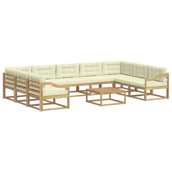 vidaXL Ensemble de canapés d'extérieur 10 Pièces Blanc et crème