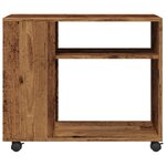 vidaXL Table d'appoint avec roues vieux bois bois d'ingénierie
