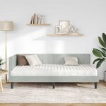 vidaXL Cadre de lit d'angle Gris clair 90 x 200 cm Velours