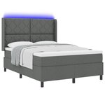 Lit box spring vidaXL avec matelas et LED Gris foncé 160x200 cm Tissu