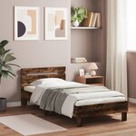 vidaXL Cadre de lit sans matelas avec tête de lit chêne fumé 75x190 cm