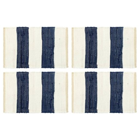 vidaXL Napperons 4 Pièces Chindi Bande Bleu et blanc 30 x 45 cm