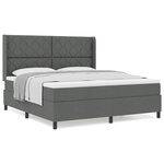 vidaXL Lit à ressorts avec matelas Gris foncé 180 x 200 cm tissu