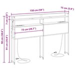 vidaXL Tête de lit de rangement Gris sonoma 150 cm Bois d'ingénierie